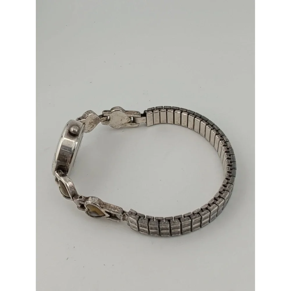 LA Gear Women's Watch Abalone Dial Heart Stretch Band 21mm Case- New Battery